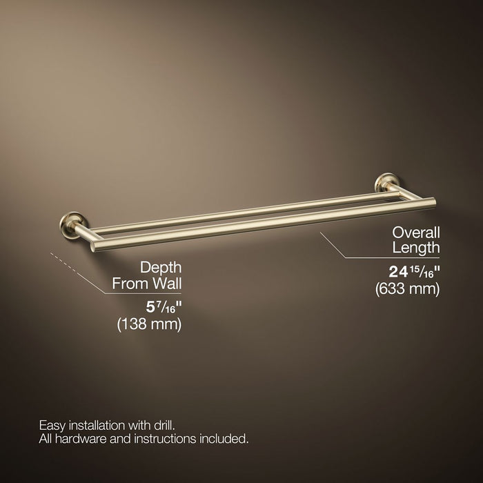 KOHLER K-14375 Purist 24" Double towel bar