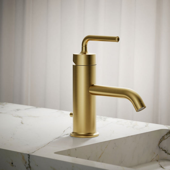KOHLER K-14402-4A Purist Single-handle bathroom sink faucet with Straight Lever handle, 1.2 gpm, vibrant brushed moderne...