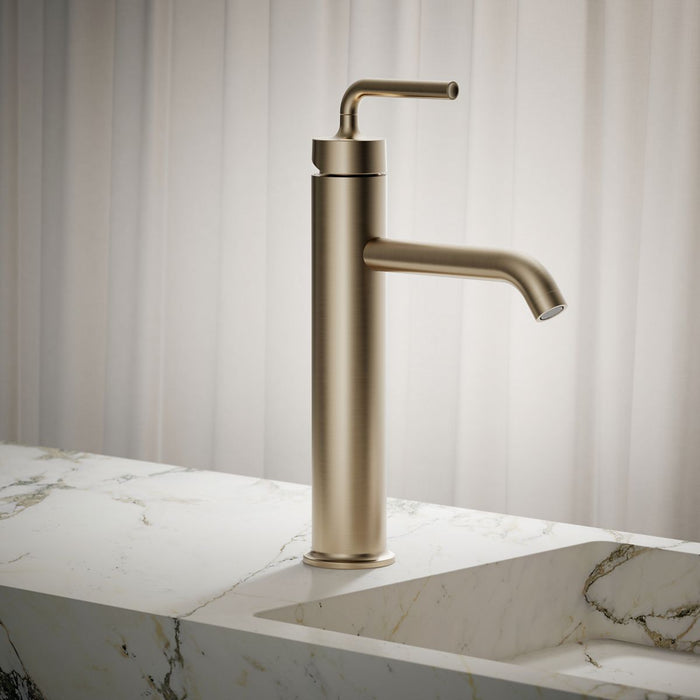 KOHLER K-14404-4A Purist Tall single-handle bathroom sink faucet with Lever handle, 1.2 gpm, vibrant brushed bronze - view 4