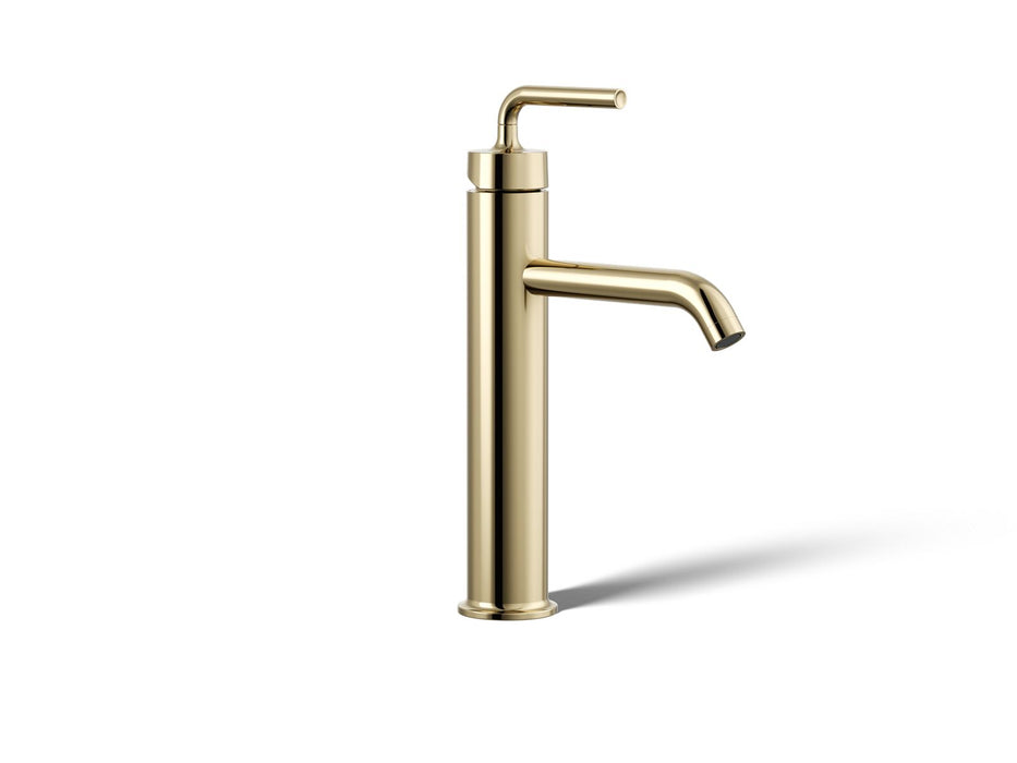 KOHLER K-14404-4A Purist Tall single-handle bathroom sink faucet with Lever handle, 1.2 gpm, vibrant french gold