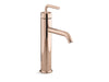 KOHLER K-14404-4A Purist Tall single-handle bathroom sink faucet with Lever handle, 1.2 gpm, vibrant rose gold