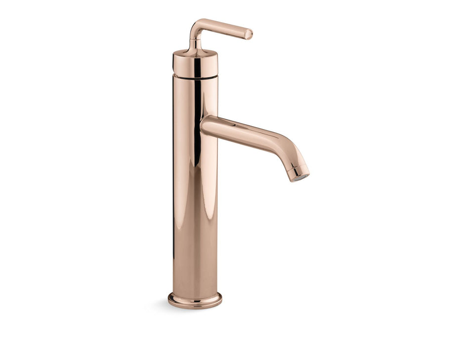 KOHLER K-14404-4A Purist Tall single-handle bathroom sink faucet with Lever handle, 1.2 gpm, vibrant rose gold