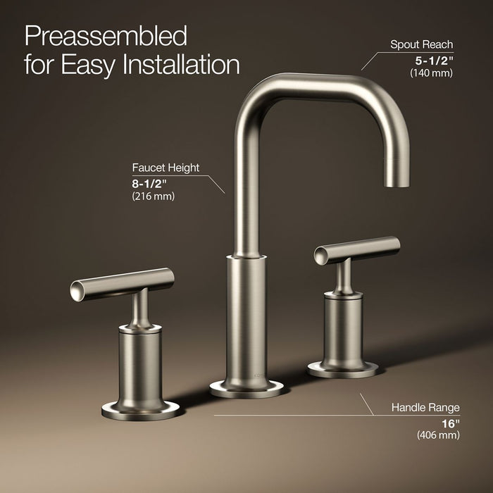KOHLER K-14406-4 Purist Widespread bathroom sink faucet with Lever handles, 1.2 gpm