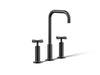 KOHLER K-14408-3 Purist Widespread bathroom sink faucet with Cross handles, 1.2 gpm, matte black