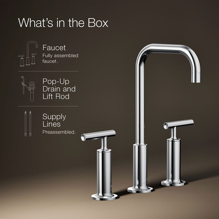 KOHLER K-14408-4 Purist Widespread bathroom sink faucet with Lever handles, 1.2 gpm, polished chrome - view 5