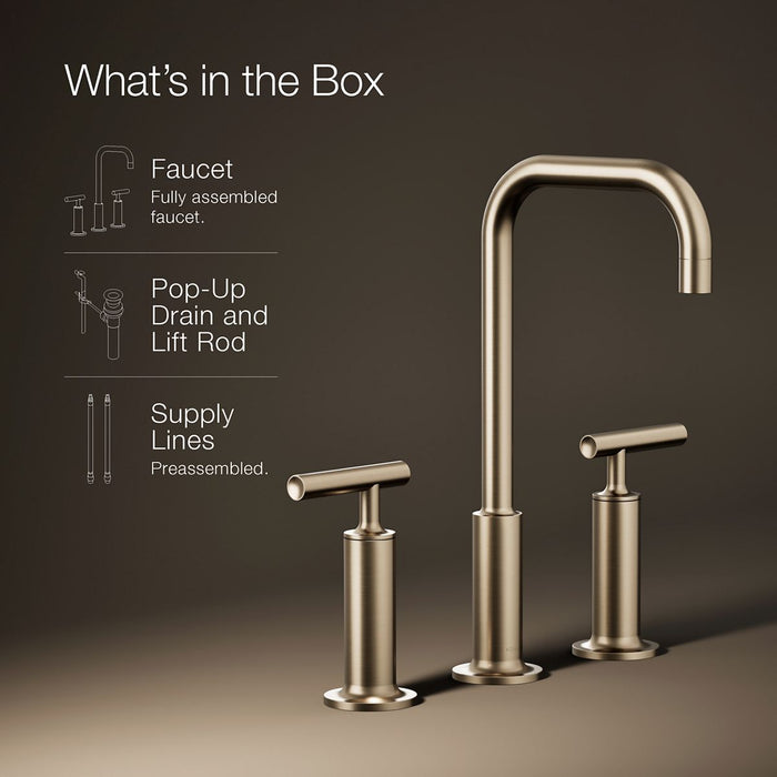 KOHLER K-14408-4 Purist Widespread bathroom sink faucet with Lever handles, 1.2 gpm, vibrant brushed bronze - view 5
