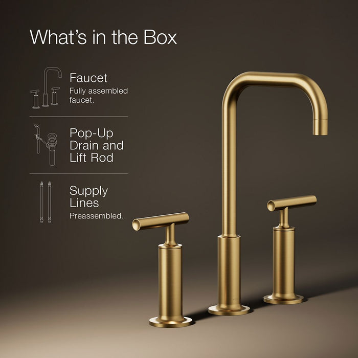 KOHLER K-14408-4 Purist Widespread bathroom sink faucet with Lever handles, 1.2 gpm, vibrant brushed moderne brass - view 5
