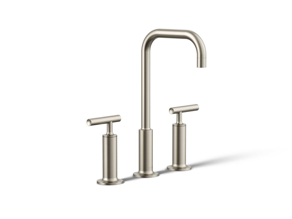 KOHLER K-14408-4 Purist Widespread bathroom sink faucet with Lever handles, 1.2 gpm, vibrant brushed nickel