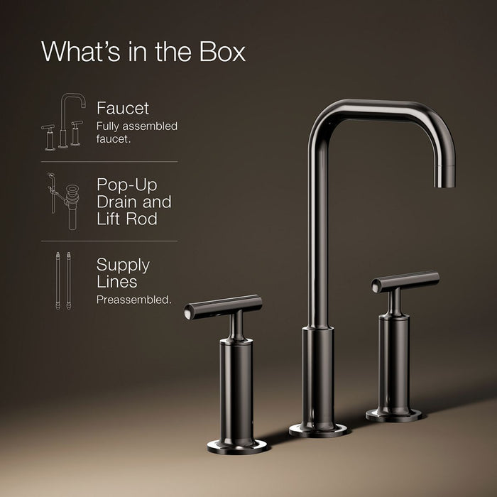 KOHLER K-14408-4 Purist Widespread bathroom sink faucet with Lever handles, 1.2 gpm