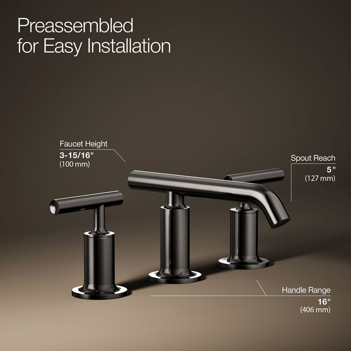 KOHLER K-14410-4 Purist Widespread bathroom sink faucet with Lever handles, 1.2 gpm