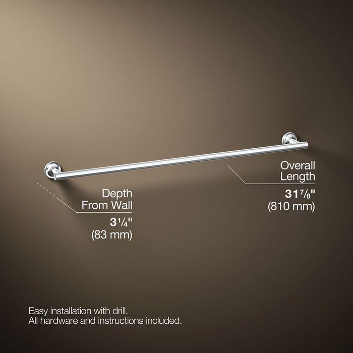 KOHLER K-14437 Purist 30" towel bar, polished chrome - view 4