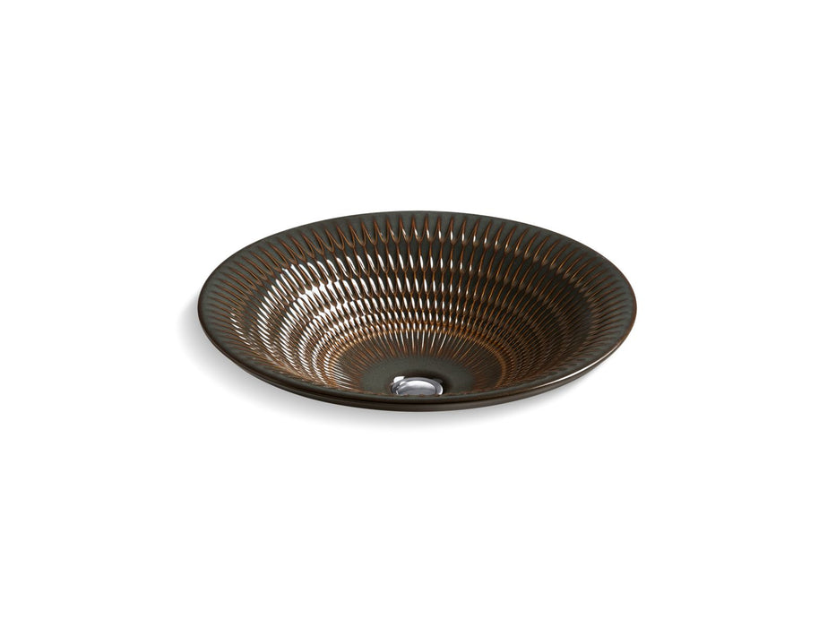 KOHLER K-17890-RL Derring Carillon 17-3/4" Round Drop-in Bathroom Sink, No Overflow, Bourbon Rutile - 3/4 view of product