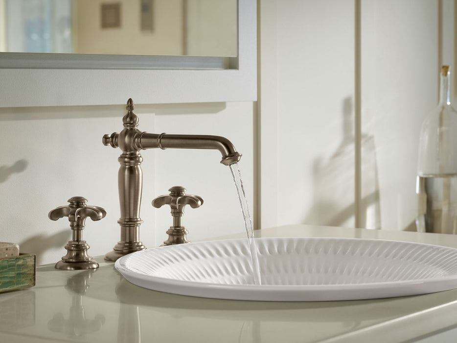 KOHLER K-17890-RL Derring Carillon 17-3/4" Round Drop-in Bathroom Sink, No Overflow, Translucent White - Products in use in c