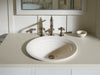 KOHLER K-17890-RL Derring Carillon 17-3/4" Round Drop-in Bathroom Sink, No Overflow, Translucent White - image focused on sin