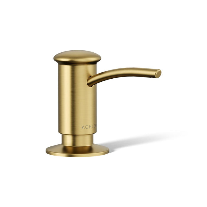 KOHLER K-1895-C Contemporary Design Soap/lotion Dispenser, Vibrant Brushed Moderne Brass - 3/4 view of product