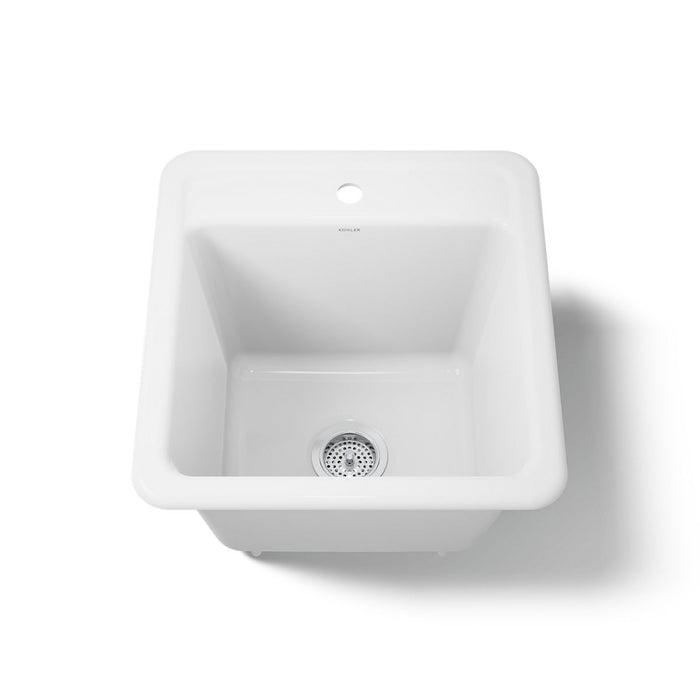 KOHLER K-19022-1 Park Falls 21" top-/undermount single-bowl utility sink, white - view 4