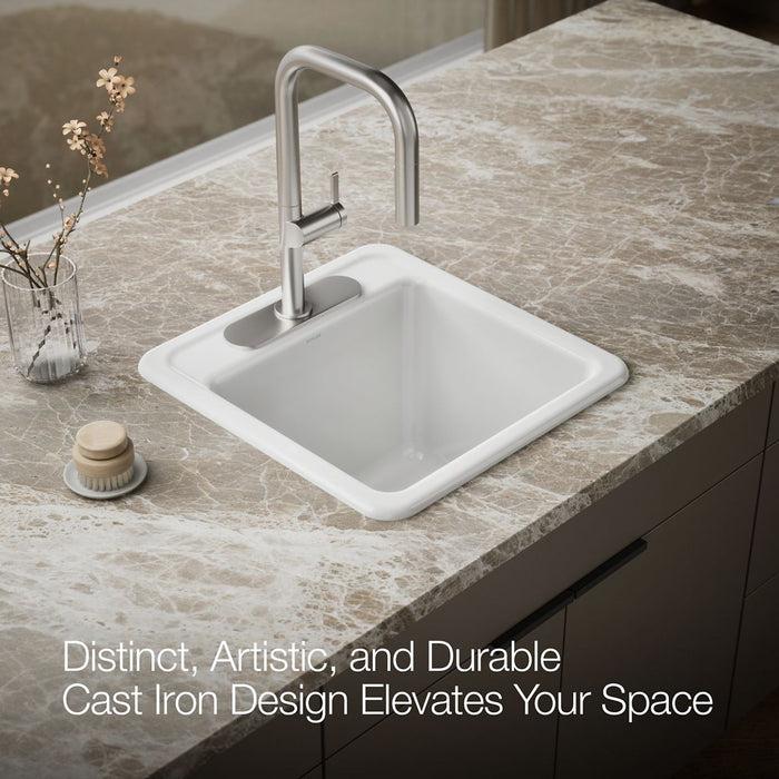 KOHLER K-19022-3 Park Falls 21" top-/undermount single-bowl utility sink, white - view 2