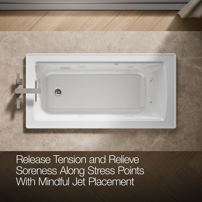 KOHLER K-1947 Archer 60" x 30" drop-in whirlpool bath, white - view 5