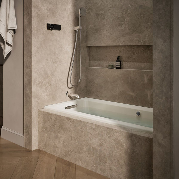 KOHLER K-1947-GHLW Archer 60" x 30" alcove Heated BubbleMassage air bath with Bask heated surface, left drain, biscuit -...