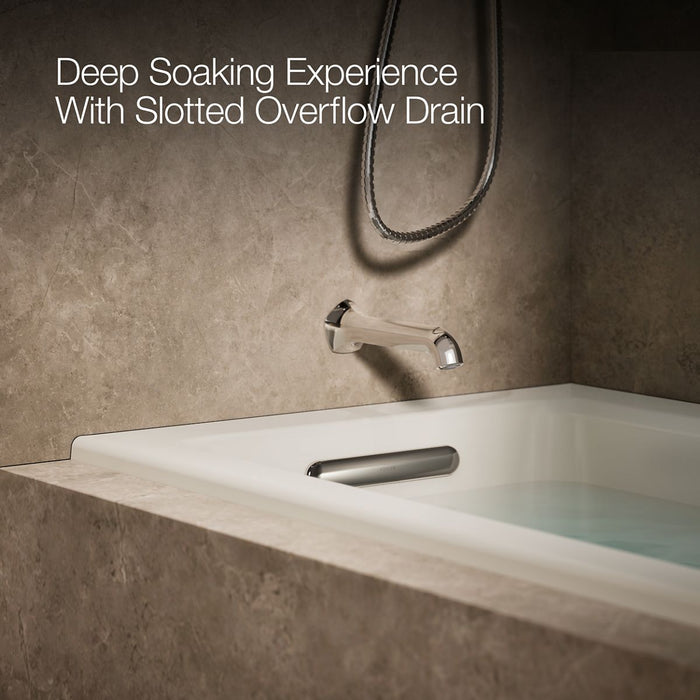 KOHLER K-1947-GHLW Archer 60" x 30" alcove Heated BubbleMassage air bath with Bask heated surface, left drain, biscuit -...