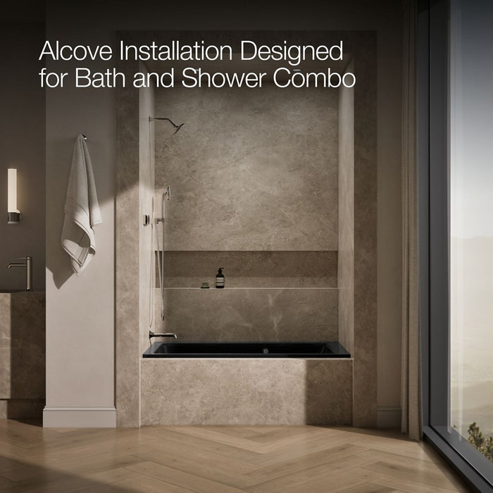 KOHLER K-1947-GHLW Archer 60" x 30" alcove Heated BubbleMassage air bath with Bask heated surface, left drain, black...