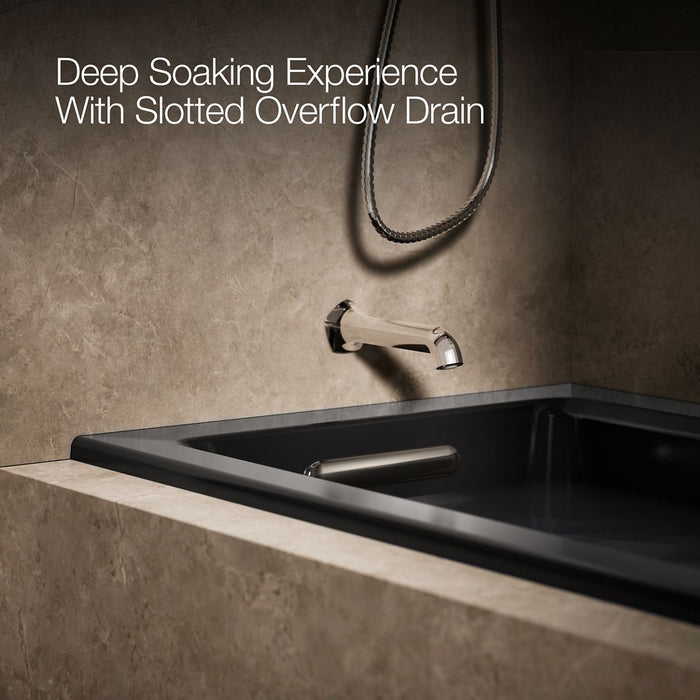 KOHLER K-1947-GHLW Archer 60" x 30" alcove Heated BubbleMassage air bath with Bask heated surface, left drain, black...