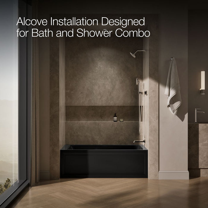 KOHLER K-1947-GHRA Archer 60" x 30" alcove Heated BubbleMassage air bath, right drain, black black - view 2