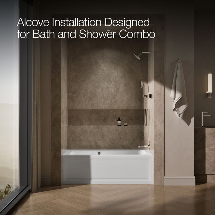 KOHLER K-1947-GHRAW Archer 60" x 30" alcove Heated BubbleMassage air bath with Bask heated surface, right drain, white -...