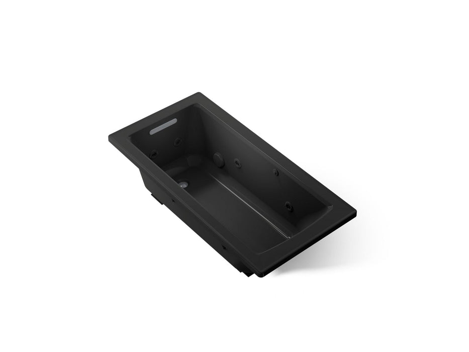 KOHLER K-1947-H Archer 60" x 30" drop-in whirlpool bath with heat and Comfort Depth design, black black