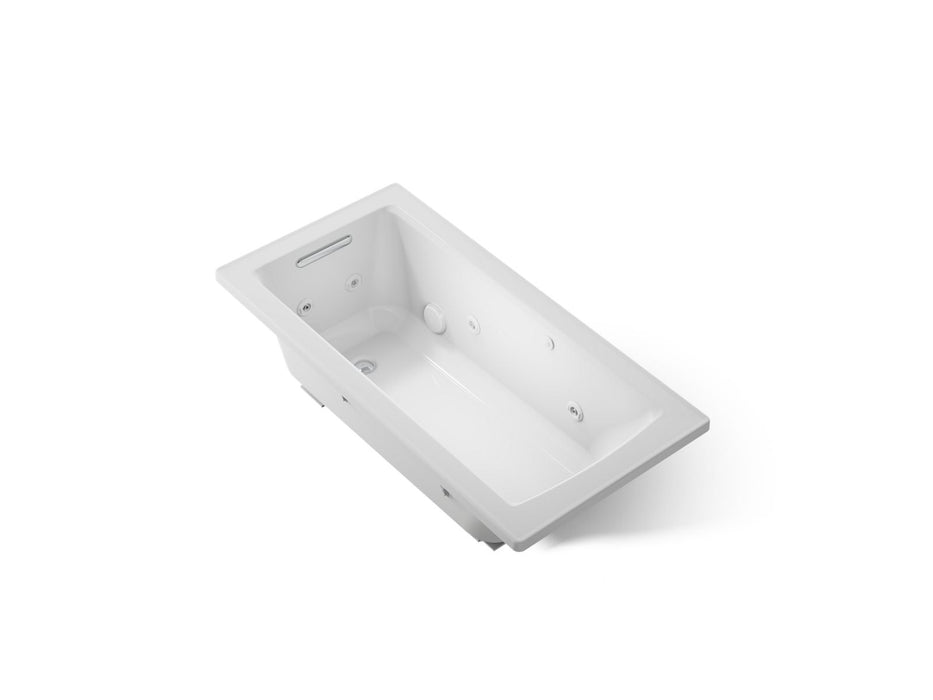 KOHLER K-1947-H Archer 60" x 30" drop-in whirlpool bath with heat and Comfort Depth design, ice grey