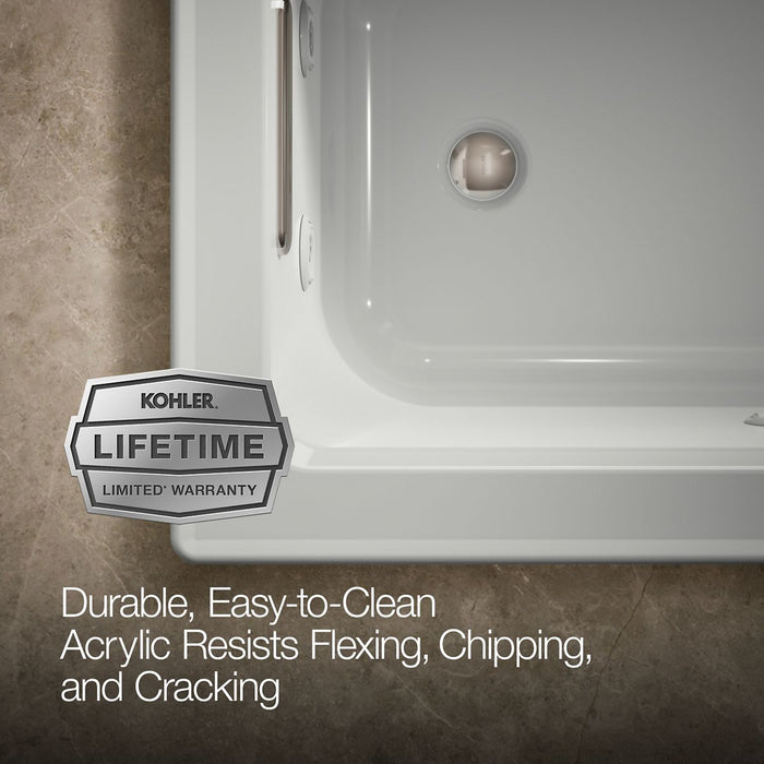KOHLER K-1947-H Archer 60" x 30" drop-in whirlpool bath with heat and Comfort Depth design, ice grey - view 5