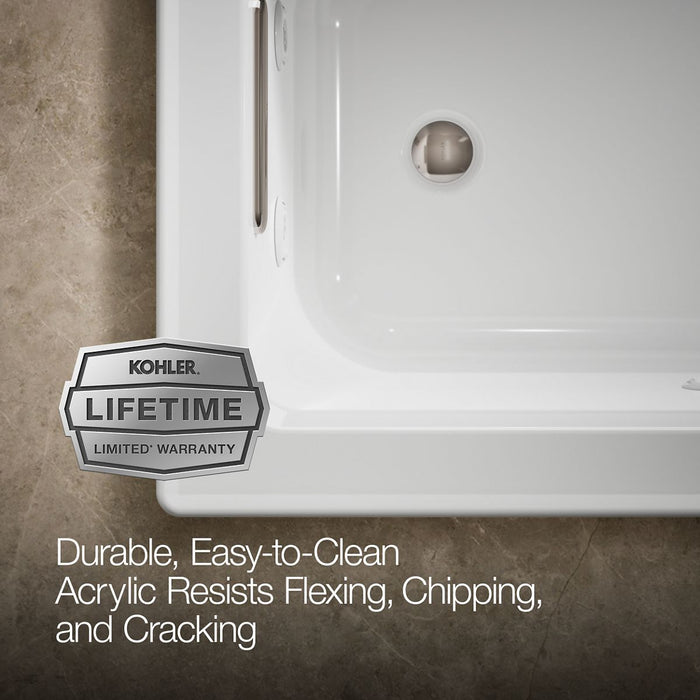 KOHLER K-1947-H Archer 60" x 30" drop-in whirlpool bath with heat and Comfort Depth design, white - view 5