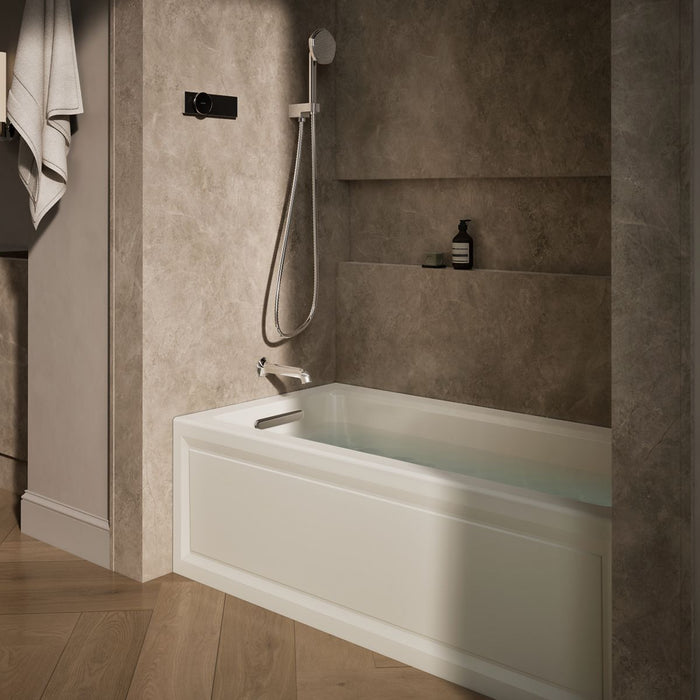 KOHLER K-1947-HLA Archer 60" x 30" alcove heated whirlpool bath, left drain, biscuit - view 3
