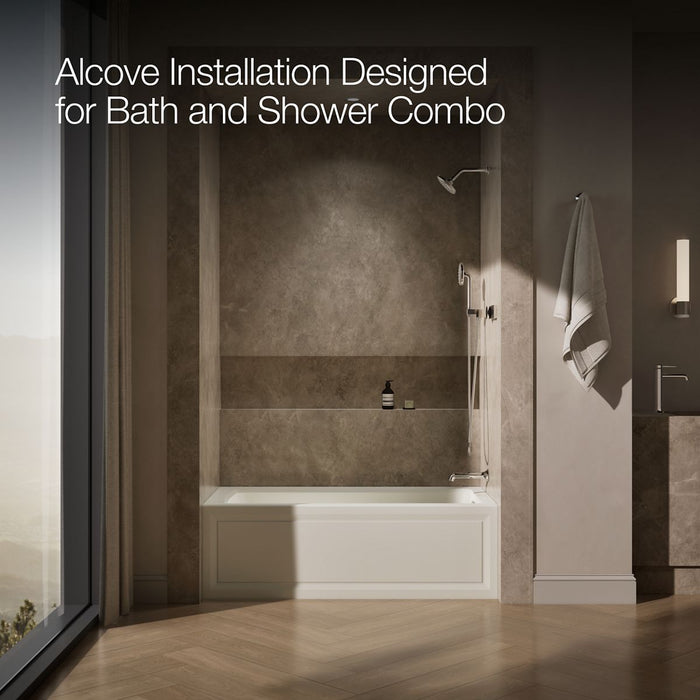 KOHLER K-1947-RA Archer 60" x 30" alcove whirlpool bath, right drain, biscuit - view 2