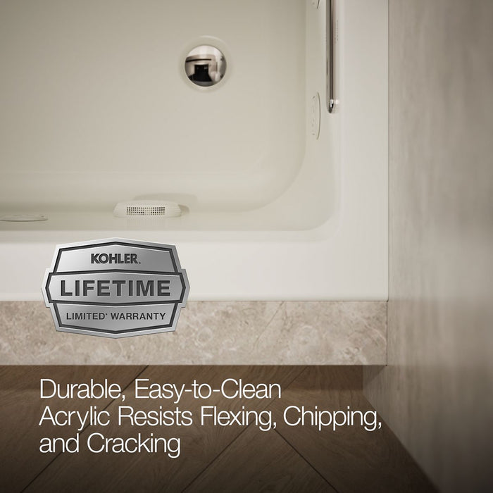 KOHLER K-1947-RH Archer 60" x 30" alcove heated whirlpool bath, right drain, biscuit - view 5