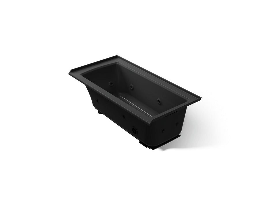 KOHLER K-1947-RH Archer 60" x 30" alcove heated whirlpool bath, right drain, black black