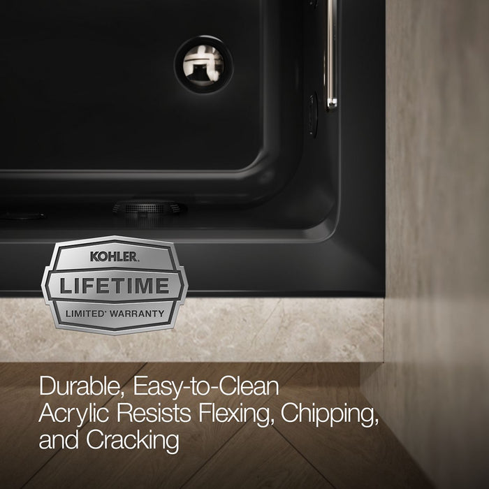 KOHLER K-1947-RH Archer 60" x 30" alcove heated whirlpool bath, right drain, black black - view 5