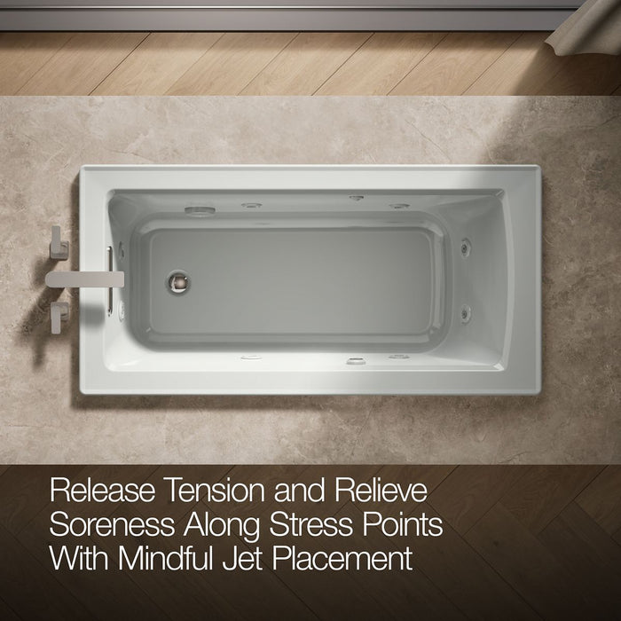 KOHLER K-1947-W1 Archer 60" x 30" drop-in whirlpool bath with Bask heated surface, ice grey - view 5