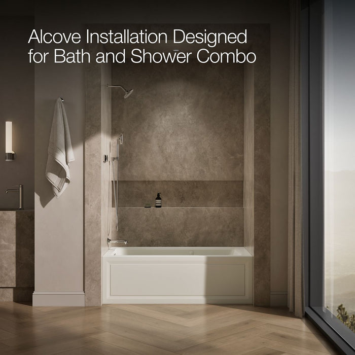 KOHLER K-1947-XGHLA Archer 60" x 30" alcove Heated BubbleMassage air bath and whirlpool, left drain, biscuit - view 2