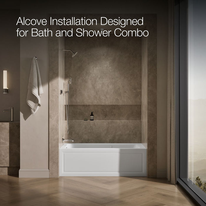 KOHLER K-1947-XGHLA Archer 60" x 30" alcove Heated BubbleMassage air bath and whirlpool, left drain, white - view 2