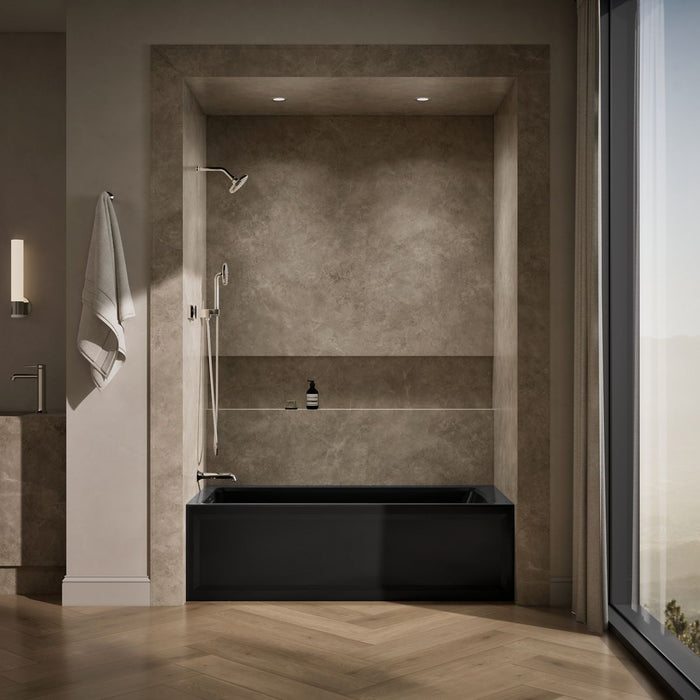 KOHLER K-1948-LAW Archer 66" x 32" alcove bath with Bask heated surface, left drain, black black - view 5