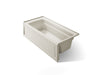 KOHLER K-1948-RAW Archer 66" x 32" alcove bath with Bask heated surface, right drain, biscuit