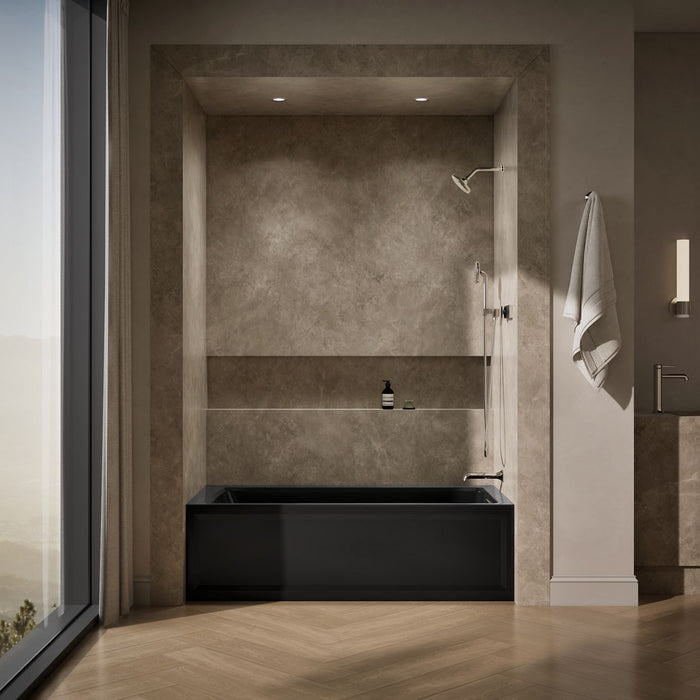 KOHLER K-1948-RAW Archer 66" x 32" alcove bath with Bask heated surface, right drain, black black - view 5