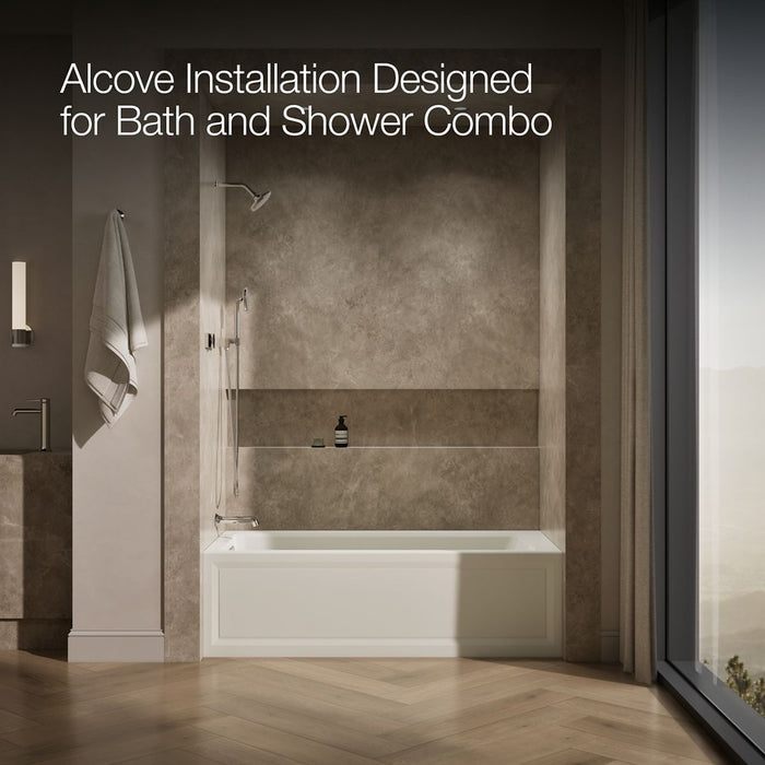 KOHLER K-1949-GHLA Archer 66" x 32" alcove Heated BubbleMassage air bath, left drain, biscuit - view 2