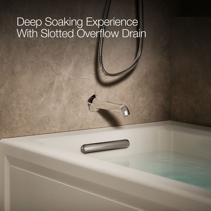 KOHLER K-1949-GHLA Archer 66" x 32" alcove Heated BubbleMassage air bath, left drain, biscuit - view 4