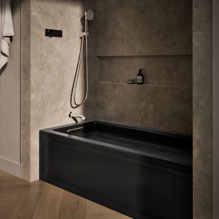 KOHLER K-1949-GHLA Archer 66" x 32" alcove Heated BubbleMassage air bath, left drain, black black - view 3