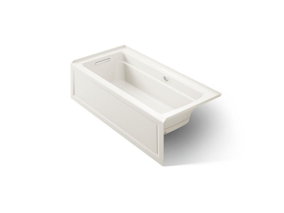 KOHLER K-1949-GHLAW Archer 66" x 32" alcove Heated BubbleMassage air bath with Bask heated surface, left drain, biscuit