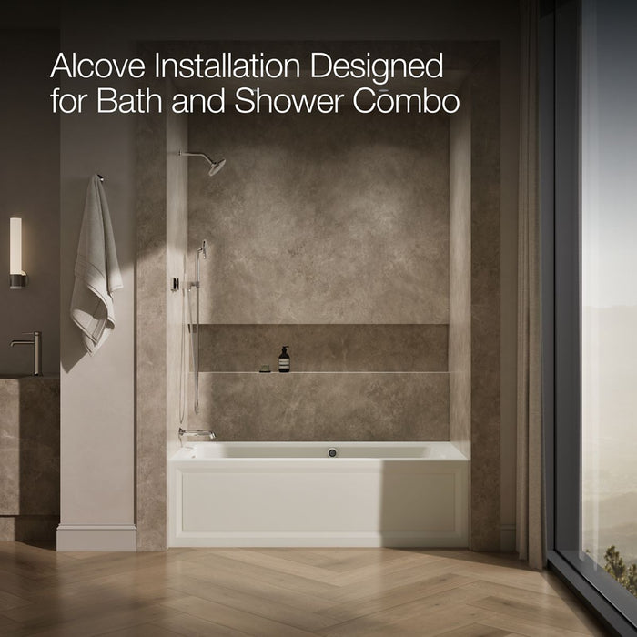 KOHLER K-1949-GHLAW Archer 66" x 32" alcove Heated BubbleMassage air bath with Bask heated surface, left drain, biscuit -...