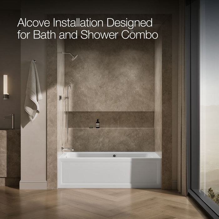 KOHLER K-1949-GHLAW Archer 66" x 32" alcove Heated BubbleMassage air bath with Bask heated surface, left drain, white -...