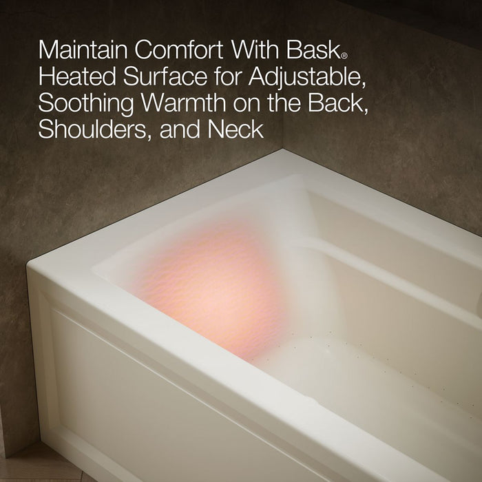 KOHLER K-1949-GHRAW Archer 66" x 32" alcove Heated BubbleMassage air bath with Bask heated surface, right drain, biscuit...